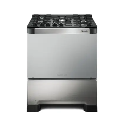 Fogão 5 Bocas Mueller Decorato Vetro com Mesa de Vidro Bivolt Inox
