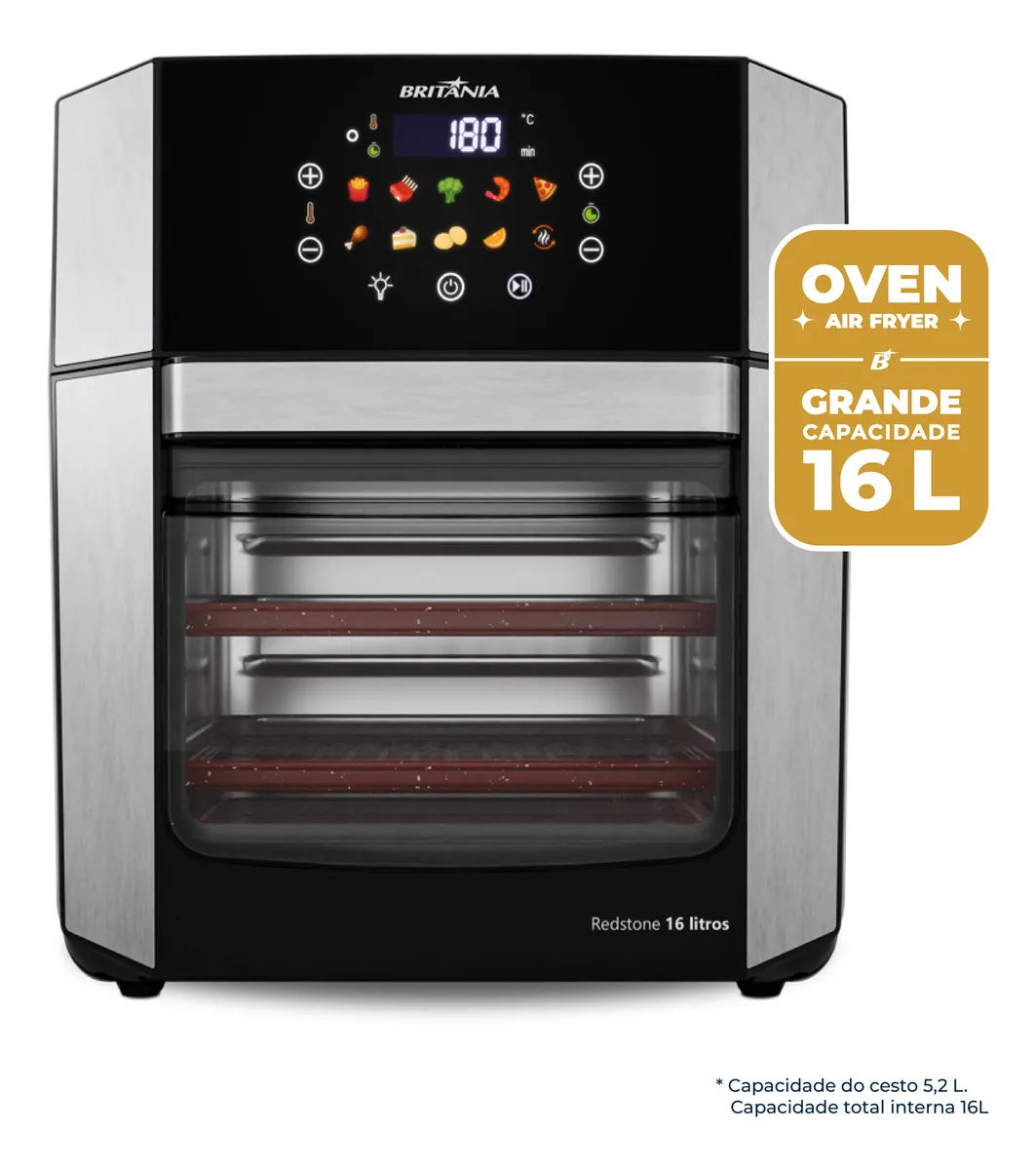 Air Fryer Oven Britânia 16L 4 em 1 Porta Removível BAF16A